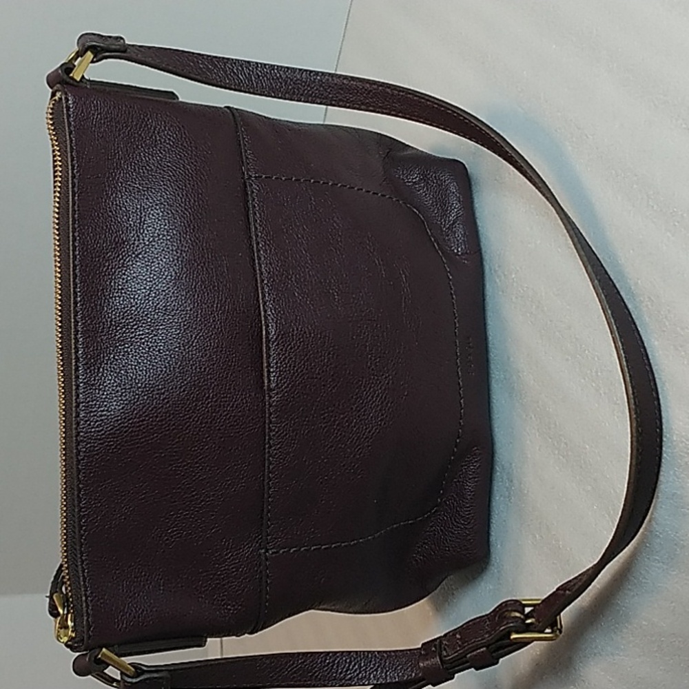 Elegant Brown Burgundy Leather Shoulder Bag Fossil